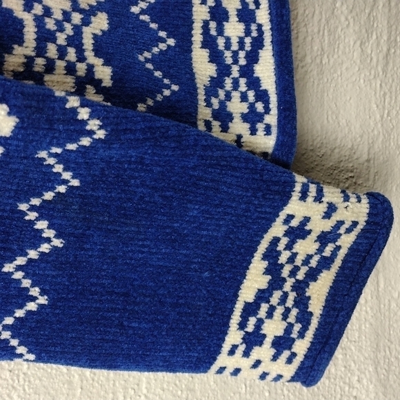 Karen Scott Blue Fair Isle Scoop Neck Long Sleeve Pull Over Chenille Sweater - Picture 13 of 15